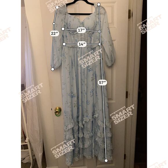 Beautiful Blue Floral Bridgerton Inspired Dress Size 8 NWOT - Picture 3 of 5